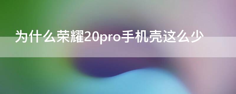 为什么荣耀20pro手机壳这么少