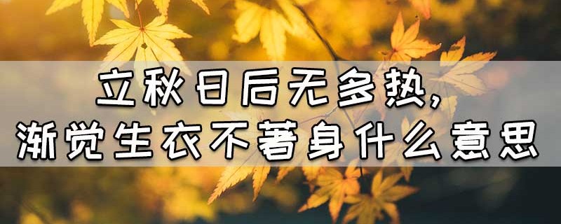 立秋日后无多热,渐觉生衣不著身什么意思